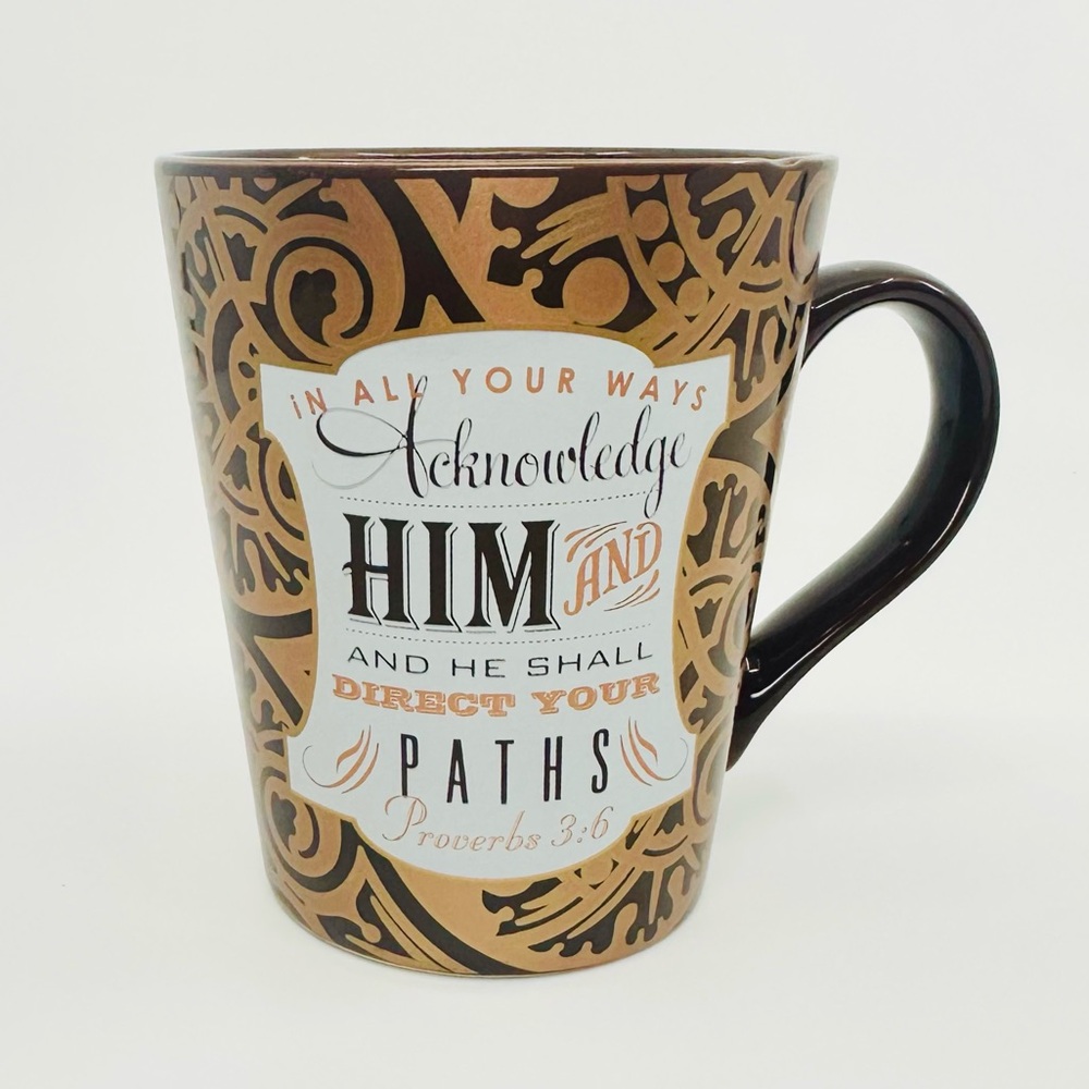 Inspirational Proverbs 3:6 Coffee Mug – Elegant Gold & Black Design